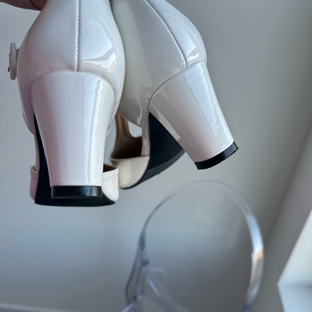 White Patent Leather T-Strap Mary Jane’s - Picture 5 of 8
